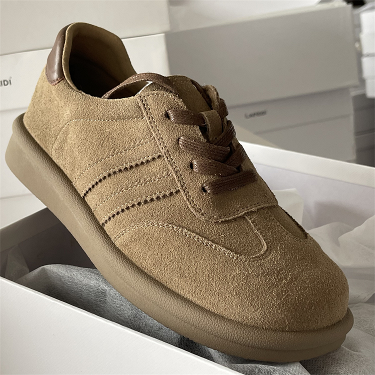 头层牛皮勃肯鞋女厚底百搭板鞋2025秋冬新款复古德训鞋软底休闲鞋 - 图2