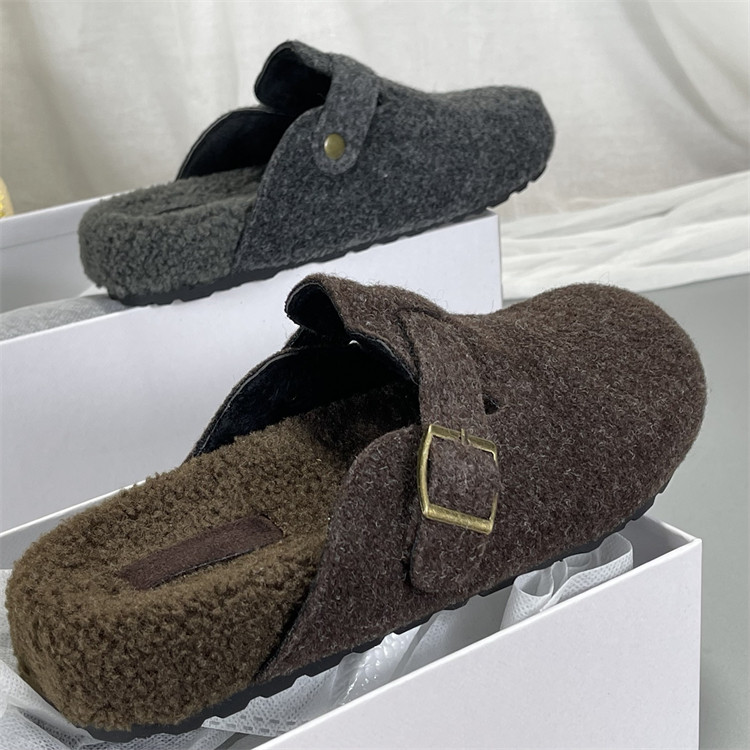 呢料！加绒勃肯半拖女2025秋冬新款女鞋外穿一脚蹬拖鞋软底包头拖,淘宝优惠券,粉丝福利购,淘宝优惠卷