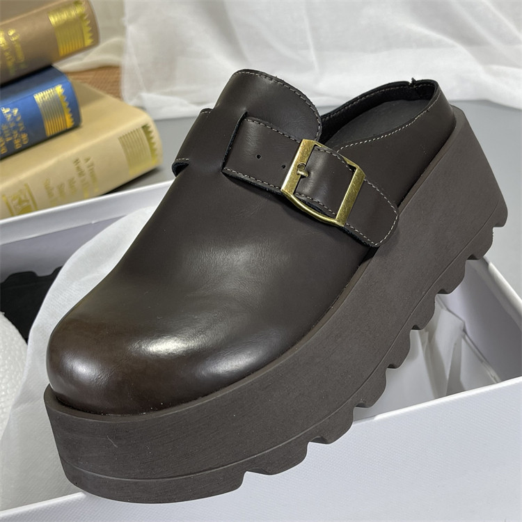 牛皮版！厚底包头半拖鞋女2025新款厚底增高乐福鞋真皮懒人勃肯鞋,淘宝优惠券,粉丝福利购,淘宝优惠卷