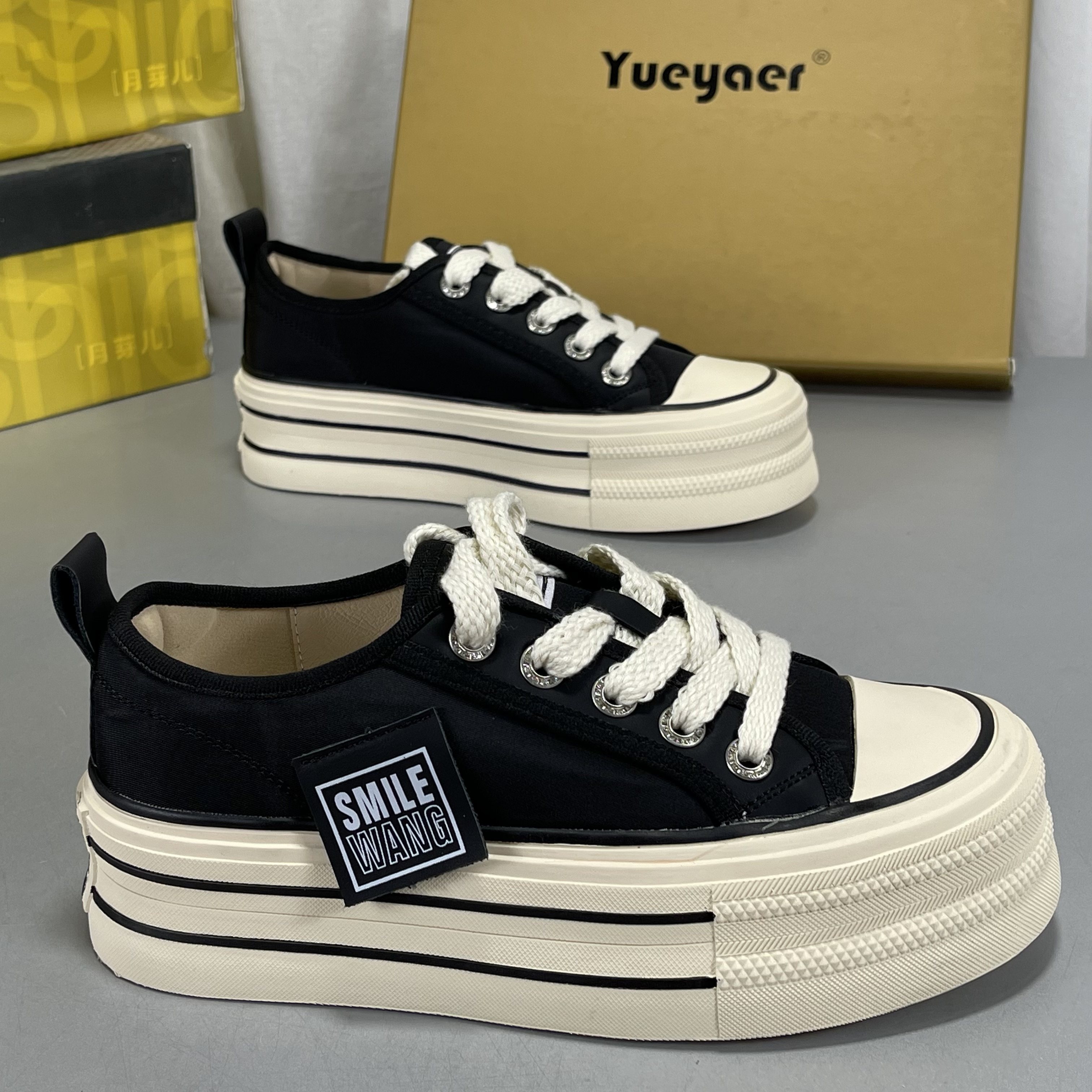 月芽儿厚底帆布鞋女2026春季百搭圆头低帮松糕板鞋小个子休闲鞋,淘宝优惠券,粉丝福利购,淘宝优惠卷