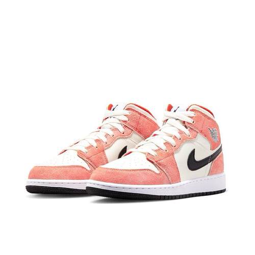 AIR JORDAN 1 MID SE (GS) AJ1 大童 粉白黑DV1336-800 - 图0
