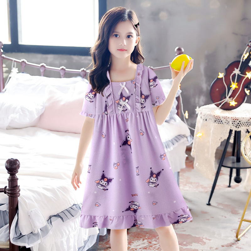 2025新款女童睡裙夏季薄款纯棉薄款卡通库洛米公主风家居服可外穿,淘宝优惠券,粉丝福利购,淘宝优惠卷