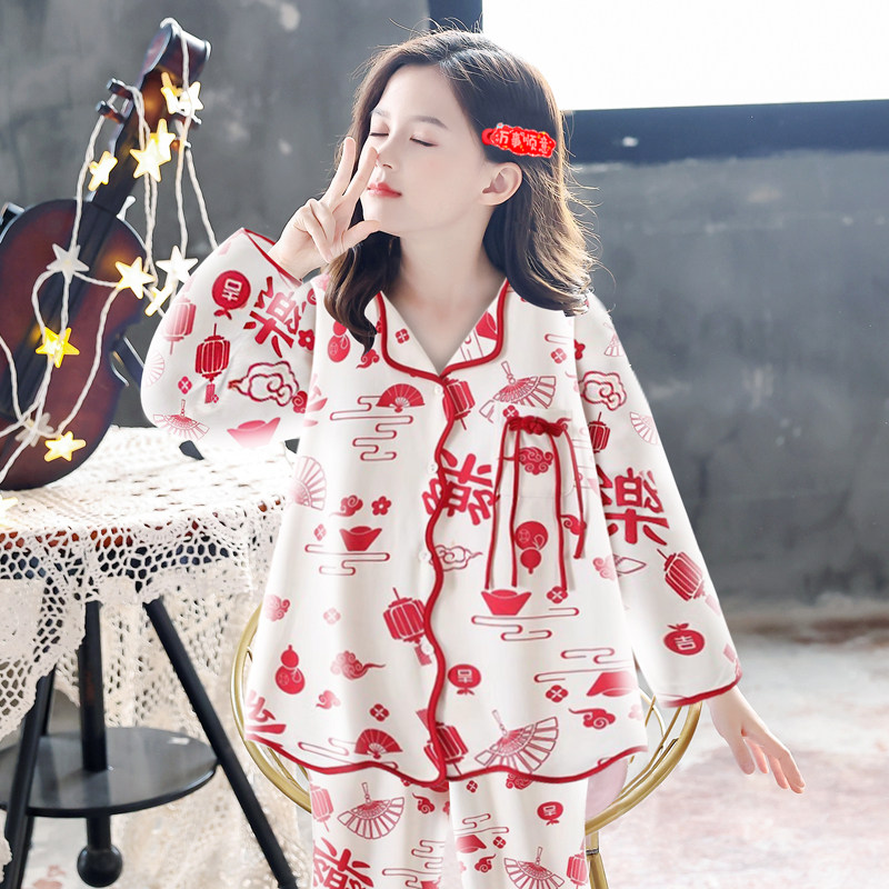 儿童2025新款纯棉睡衣女童春秋季长袖薄款韩版家居服可外穿两件套,淘宝优惠券,粉丝福利购,淘宝优惠卷