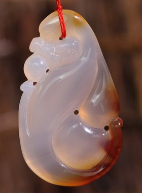 源饰界-天然冰彩玉髓冰种挂件玉石龙葫芦如意吉祥大号吊坠79#