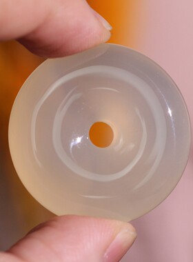 源饰界-天然玉髓冰种平安扣挂件32mm特色飘花瓣玉石吊坠无伤裂48#