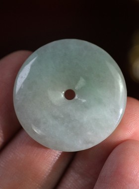 天然玉石缅甸翡翠A货糯种飘阳绿平安扣挂件吉祥吊坠男女款保平安