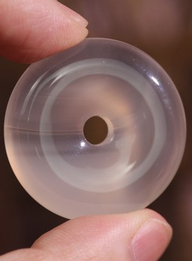 源饰界-天然玉石淡紫冰种玉髓平安扣挂件吊坠32mm无伤裂37#