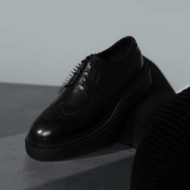 viplander德比鞋男高级感手工商务通勤布洛克雕花皮鞋男150505-B - 图3