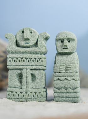 巴厘石人青砂石微景观造景鱼缸摆件盆景创意个性工艺品桌面装饰