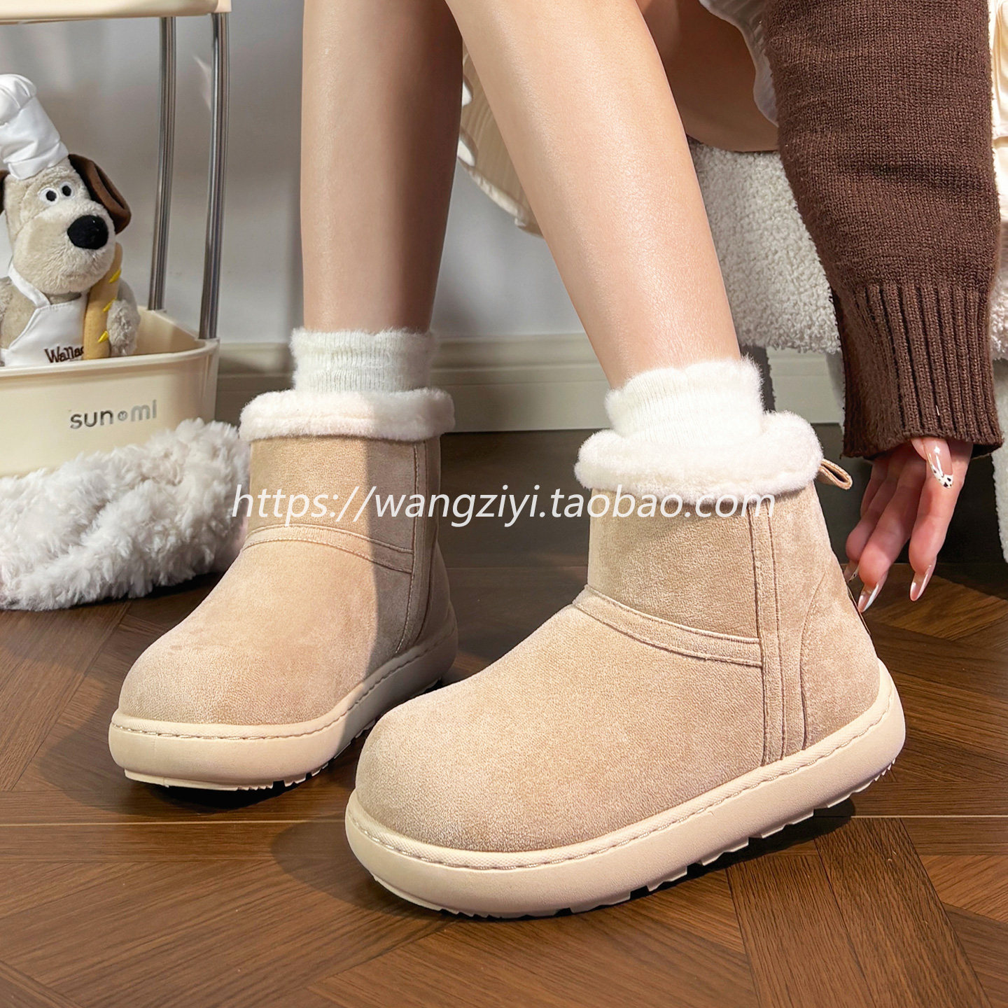 回力大头可爱雪地靴女加绒加厚冬季新款保暖棉鞋软底轻便厚底靴子,淘宝优惠券,粉丝福利购,淘宝优惠卷