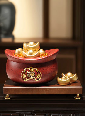 新中式家居客厅招财聚宝盆摆件