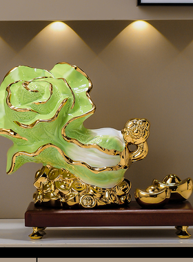 陶瓷招财客厅柿柿如意白菜摆件