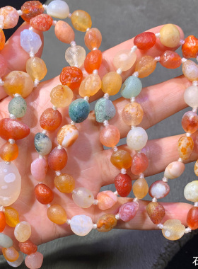 天然戈壁阿拉善石 奇石 花眼 玛瑙原石 项链 毛衣链