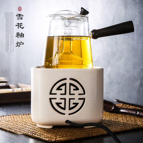 好利友小型陶瓷电陶炉茶炉雪花釉日式白泥煮茶电炉煮茶器玻璃水壶 - 图1