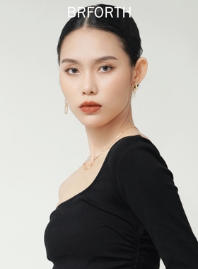BRFORTH 方形环扣项链时尚百搭耳饰女简约风格气质感设计项链