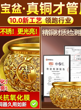 铜香炉家用供奉财神佛具招财聚财室内纯黄铜供佛烧香上香炉聚宝盆