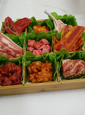 仿真九宫格烤肉 火锅烧烤食材模型展示样品菜盘摆件假烤肉定制