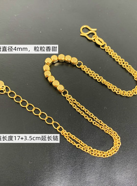 越南沙金女士方糖项链黄铜镀金
