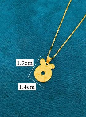 沙金镀金十字链兔子女吊坠不掉色