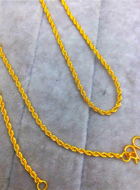 首饰镀黄金久不掉色麻花欧币项链