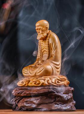 古典黄杨木达摩盘香炉