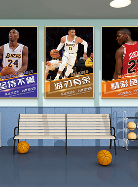 篮球馆墙面装饰挂画少儿体育运动训练室宣传墙壁贴纸NBA明星海报