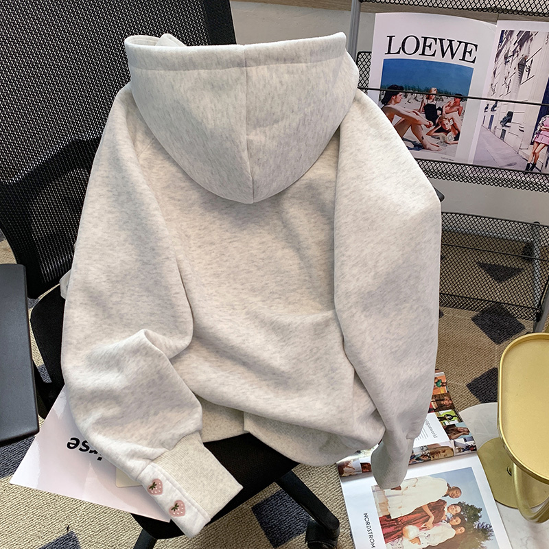 2025新款日系减龄草莓卫衣女秋冬季新款宽松大码连帽加绒外套刺绣 - 图0