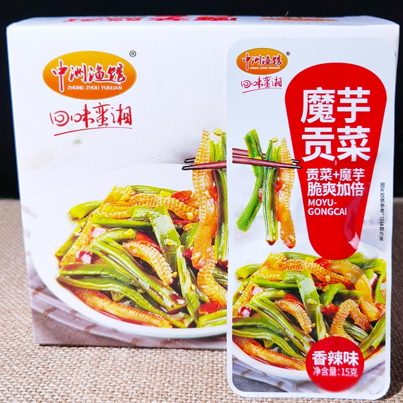 中洲渔馆魔芋素虾滑贡菜香辣蒜香蒜蓉酸辣味休闲解馋零食追剧小吃 - 图0