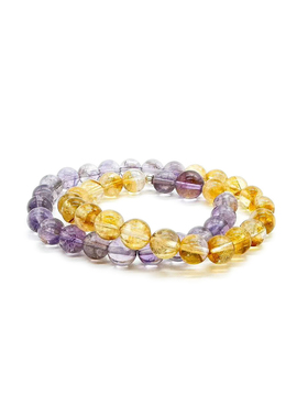 MPAY新款曜金紫夜双圈黄紫水晶手链【多样性发货】