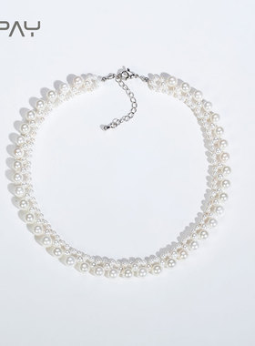MPAY2025双层叠戴珍珠项链公主风气质颈链锁骨链