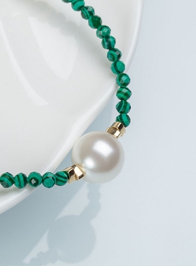 MPAY2025绿光孔雀石天然珍珠项链【多样性发货】