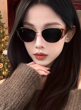 新款巴恩风复古老钱风猫眼墨显脸小高级感金属韩版太阳眼镜女