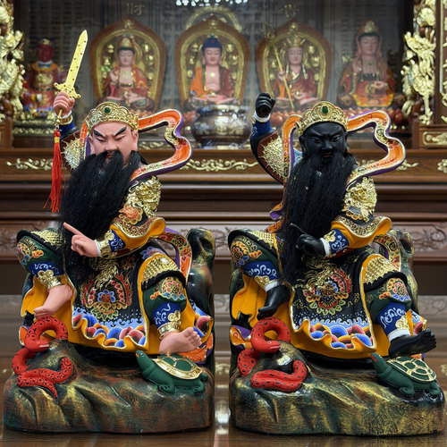 玄天上帝木雕神像武当山真武大帝像香樟木雕定制玄武祖师爷祖师 - 图1