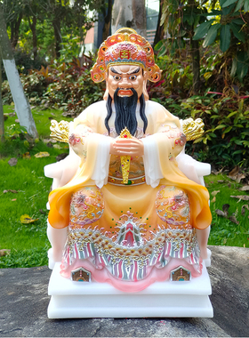 龙五爷像广济龙王装饰摆件汉白玉仿铜绒砂金手工绘制贴金中式客厅