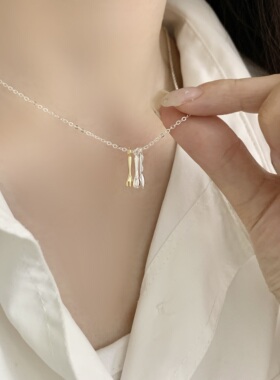 创意撞色刀叉餐具吊坠项链女