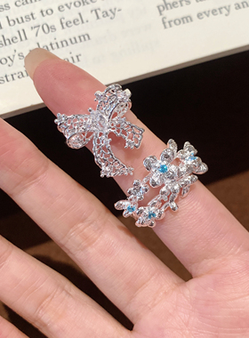 小众轻奢甜酷蝴蝶结女食指戒指