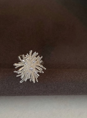 超闪气质蒲公英戒指女轻奢小众设计感气质开口指环创意百搭食指戒