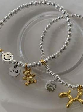 ins小众设计圆珠小熊字母手链女时尚气球狗个性手环学生嘻哈手饰
