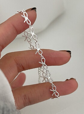 甜美蝴蝶结百搭手链女时尚网红创意小众设计感S925镀银手环手饰潮