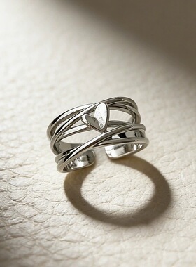 多层不规则线条爱心戒指女复古时尚个性开口指环独特性嘻哈食指戒