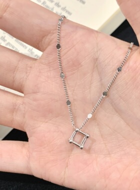 轻奢小众几何立方体锁骨链女款
