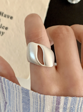 哑光几何不规则银杏叶食指戒指