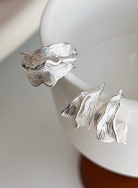 几何不规则双层戒指女时尚个性设计感芭蕉叶开口指环ins风食指戒