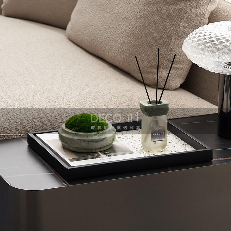 石材高足果盘茶几边角几永生青苔藓微景观仿真造景装饰盘桌面摆件,淘宝优惠券,粉丝福利购,淘宝优惠卷