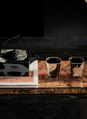 古风岩板马雕塑摆件茶馆大堂