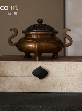 茶空间侘寂风软装边柜装饰画摆件