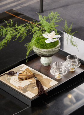 中式花器花艺托盘组合摆件氛围感