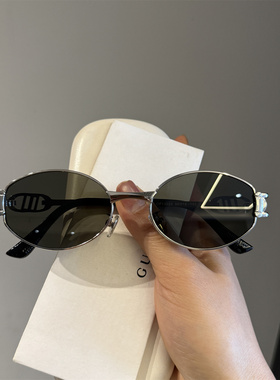 PATTYKOU防紫外线老钱风椭圆金属