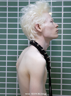 SINKing铆钉皮编男女项链手链