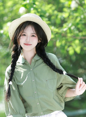 夏季女生平顶法式礼帽平檐草帽宽檐防晒帽草编遮阳帽小清新清凉帽